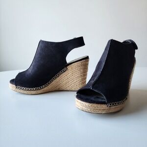 Brash Espadrille Shoes‎ 6.5 Vegan Suede Rope Wedge Sandals Open Toe Platform